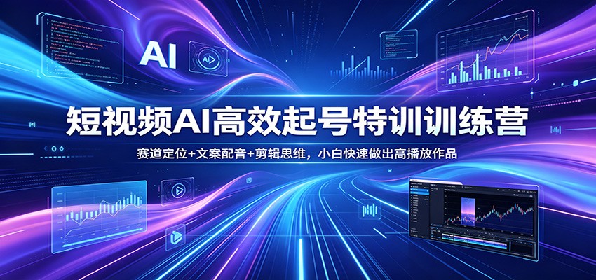 短视频AI高效起号特训训练营：赛道定位+文案配音+剪辑思维，小白快速做出高播放作品-百川聊项目