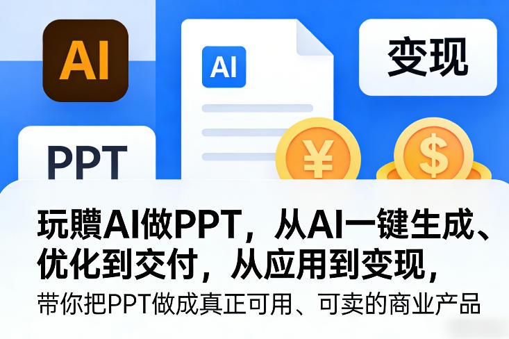 玩賺AI做PPT，从AI一键生成、优化到交付，从应用到变现，带你把PPT做成真正可用、可卖的商业产品(更新0421)-百川聊项目