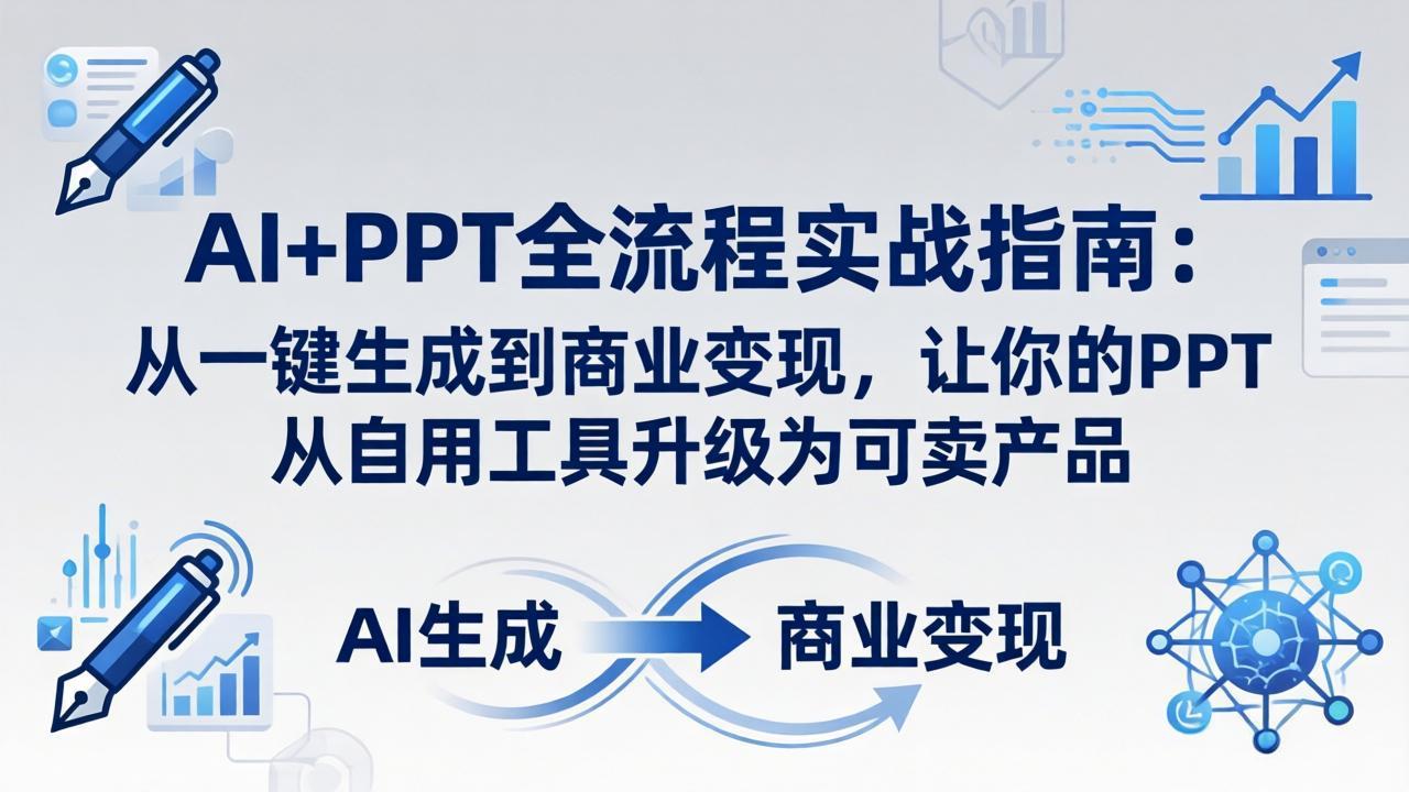 AI+PPT全流程实战指南-更新4月21：从一键生成到商业变现，让你的PPT从自用工具升级为可卖产品-百川聊项目