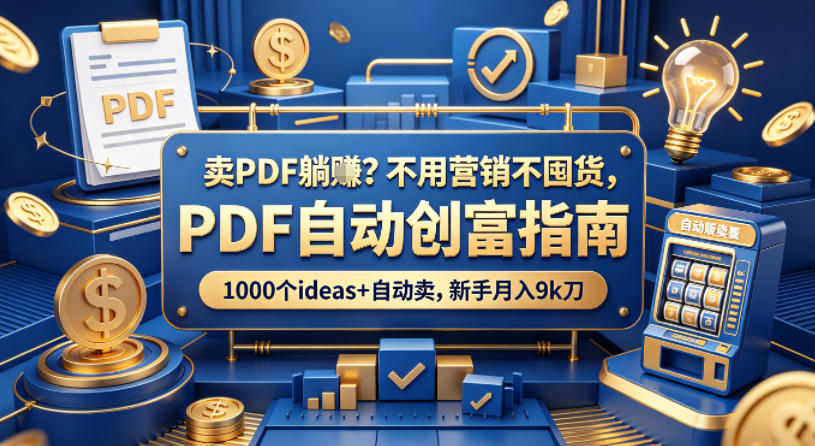 卖PDF躺賺？不用营销不囤货，PDF自动创富指南，1000个ideas+自动卖，新手月入9k刀【原创双语字幕】-百川聊项目