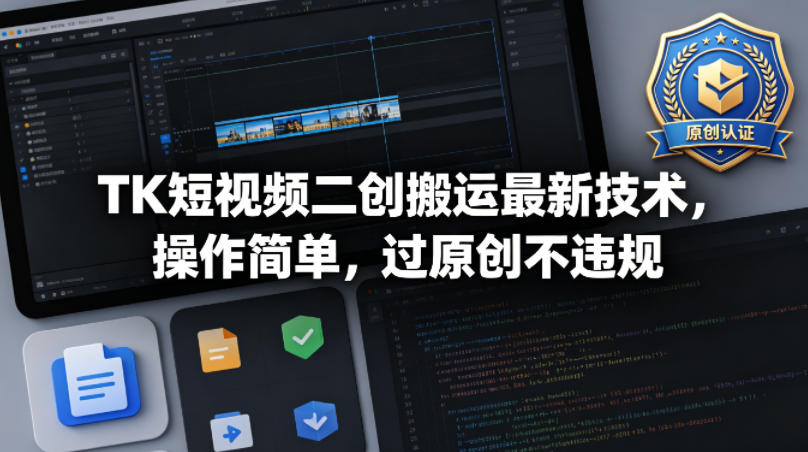 TK短视频二创搬运最新技术，操作简单，过原创不违规-百川聊项目