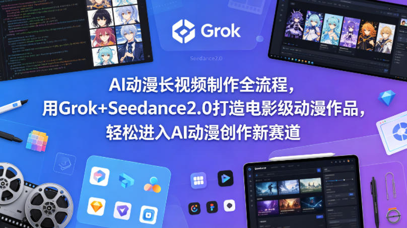 AI动漫长视频制作全流程，用Grok+Seedance2.0打造电影级动漫作品，轻松进入AI动漫创作新赛道-百川聊项目
