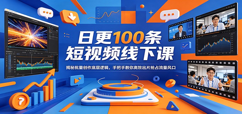 日更100条短视频线下课：揭秘批量创作底层逻辑，手把手教你高效出片抢占流量风口-百川聊项目