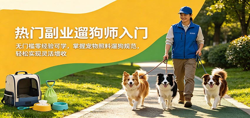 热门副业遛狗师入门，无门槛零经验可学，掌握宠物照料遛狗规范，轻松实现灵活增收-百川聊项目