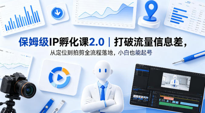 保姆级IP孵化课2.0｜打破流量信息差，从定位到拍剪全流程落地，小白也能起号-百川聊项目