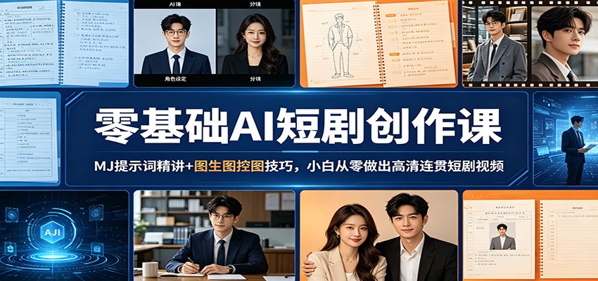 零基础AI短剧创作课：MJ提示词精讲+图生图控图技巧，小白从零做出高清连贯短剧视频-百川聊项目