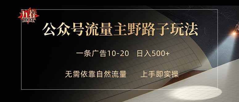 公众号流量主野路子玩法 单条广告10-20元 日入500+-百川聊项目