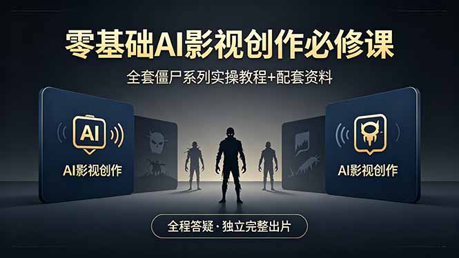 零基础AI影视创作必修课，全套僵尸系列实操教程加配套资料，全程答疑带你独立完整出片-百川聊项目