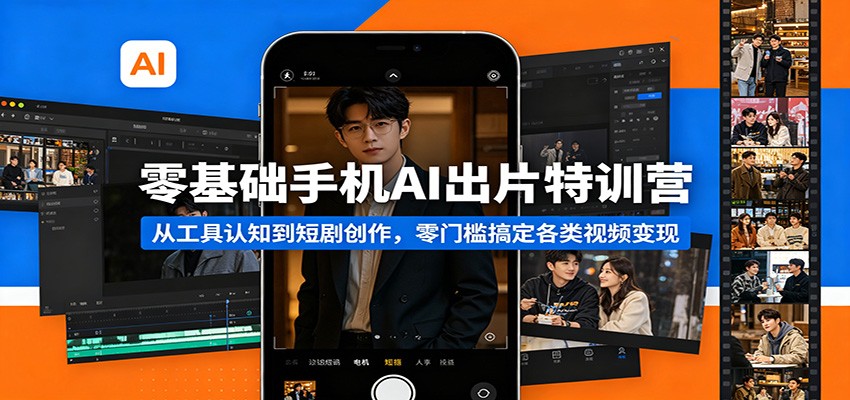 零基础手机AI出片特训营：从工具认知到短剧创作，零门槛搞定各类视频变现-百川聊项目