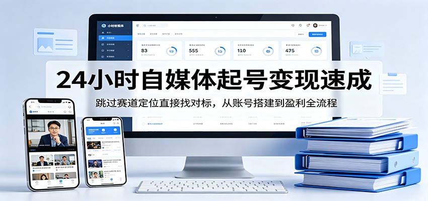 24小时自媒体起号变现速成，跳过赛道定位直接找对标，从账号搭建到盈利全流程-百川聊项目