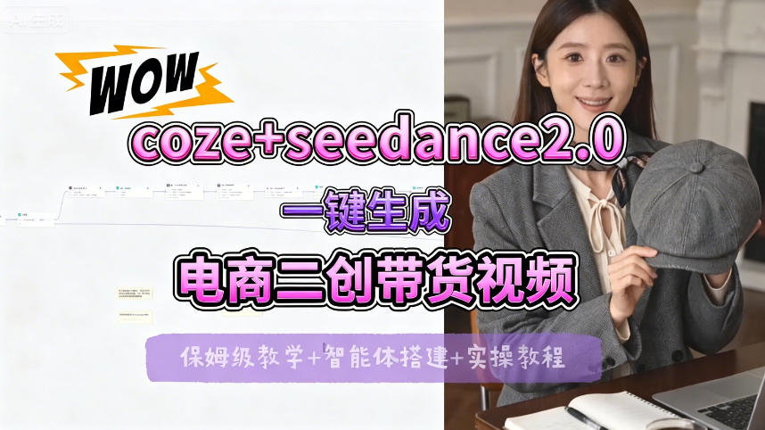 【Coze工作流搭建实操教程】seedance2.0+coze一键生成电商二创带货视频，全流程保姆级教学-百川聊项目