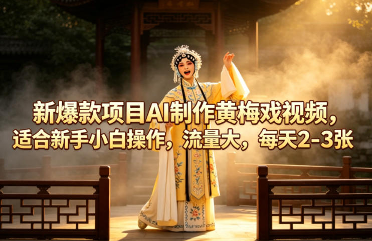 新爆款项目AI制作黄梅戏视频，适合新手小白操作，流量大，每天2-3张-百川聊项目