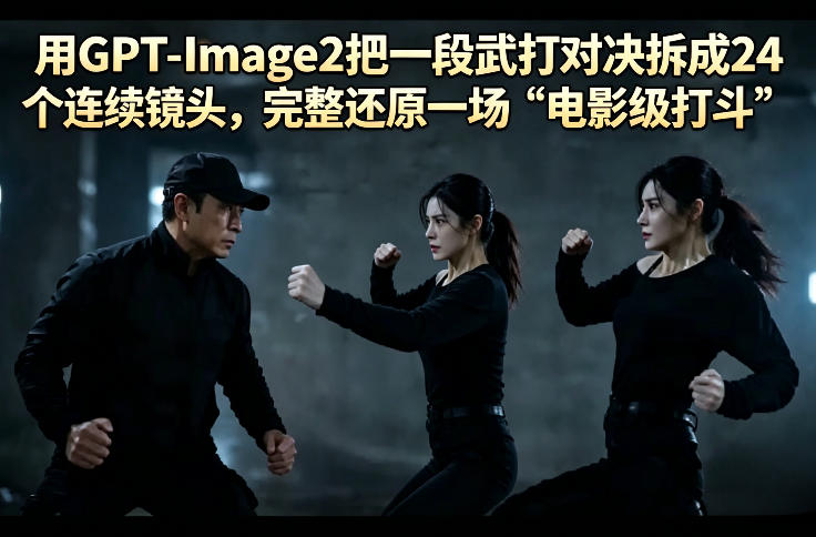 用GPT-Image2把一段武打对决拆成24个连续镜头，完整还原一场“电影级打斗”-百川聊项目