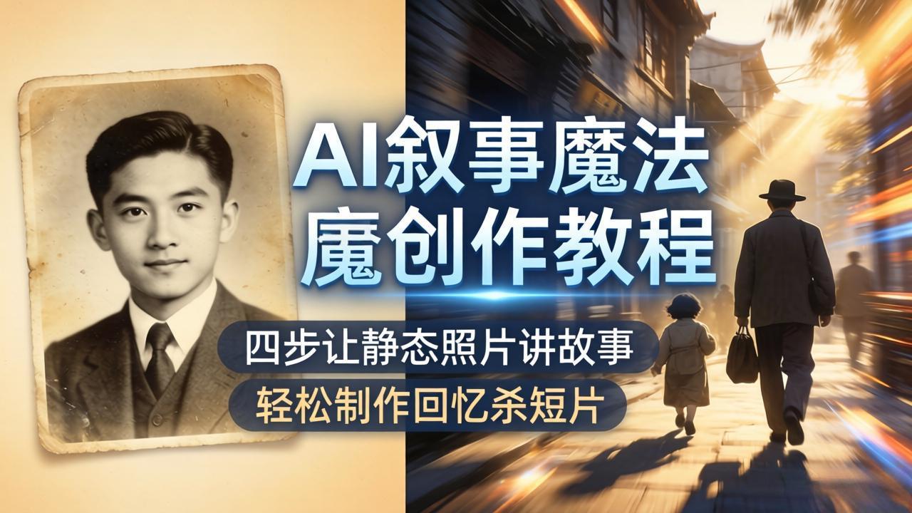 AI叙事魔法创作教程，四步让静态照片讲故事，老照片修复加动态特效，轻松制作回忆杀短片-百川聊项目