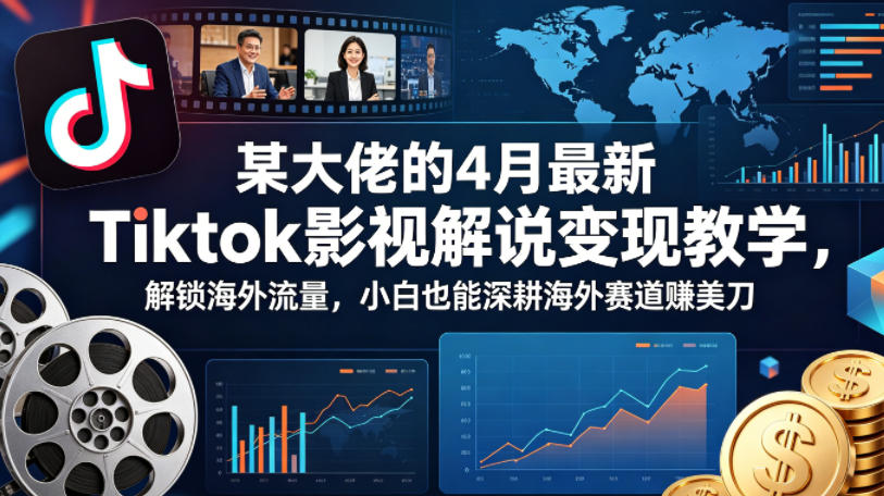 某大佬的4月最新Tiktok影视解说变现教学，解锁海外流量，小白也能深耕海外赛道賺美刀-百川聊项目