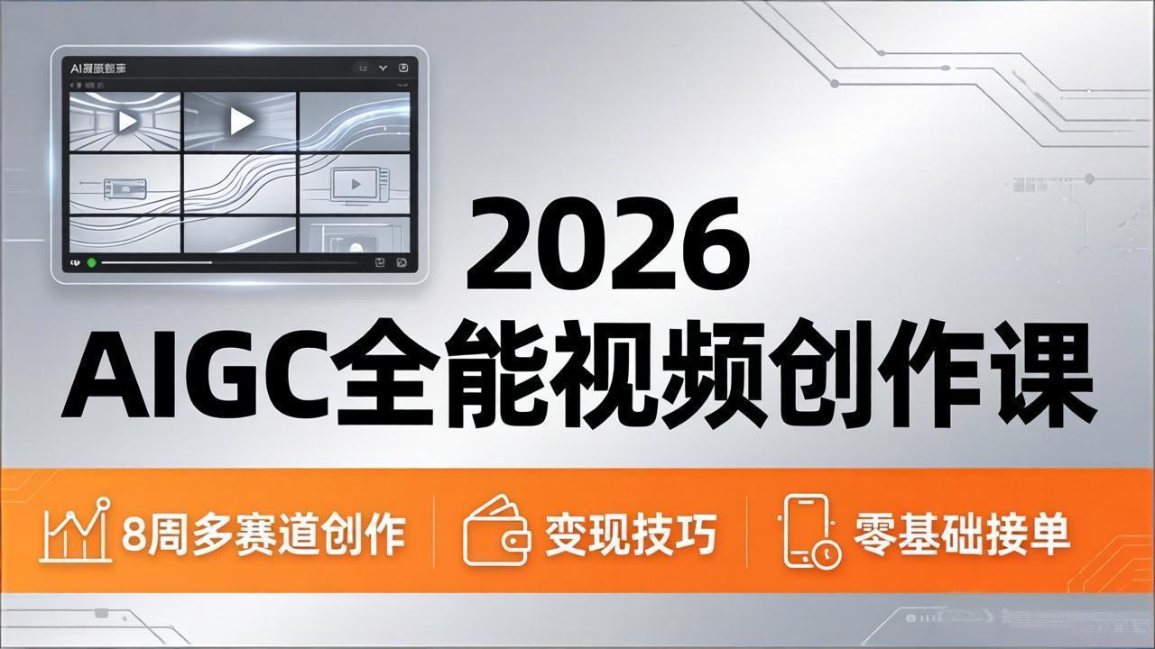 2026AIGC全能视频创作课，8周吃透多赛道创作+变现，零基础也能高效出片接单-百川聊项目