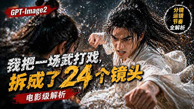 用GPT-Image2，把一段武打对决拆成24个连续镜头，从人物建立、动作衔接、运镜节奏，到情绪爆发-百川聊项目