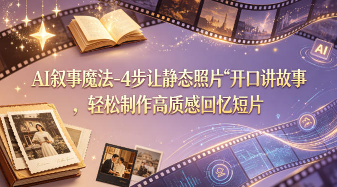 AI叙事魔法-4步让静态照片“开口讲故事”，轻松制作高质感回忆短片-百川聊项目