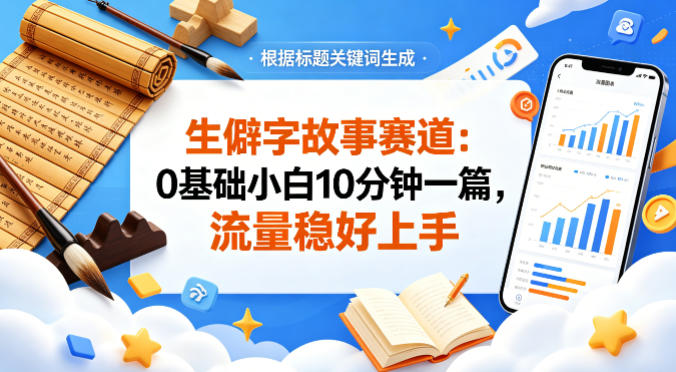 公众号流量主——生僻字故事赛道，流量稳，好上手，0基础小白也能10分钟一篇-百川聊项目
