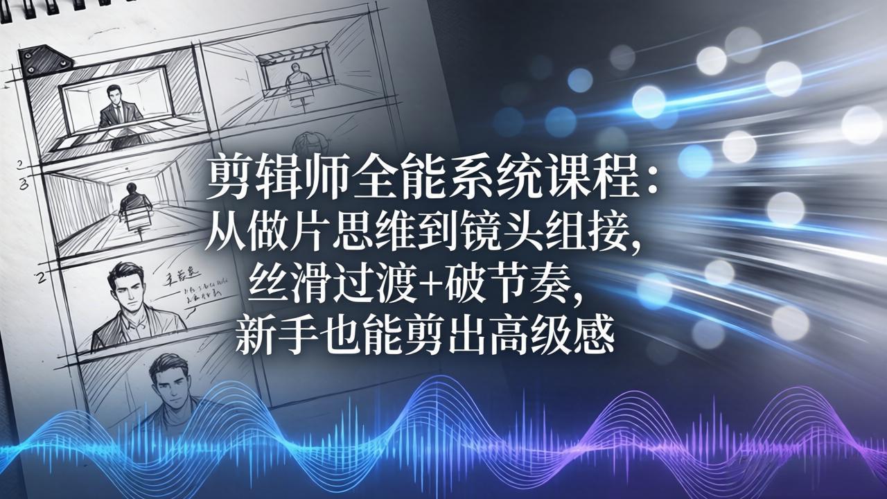 剪辑师全能系统课程：从做片思维到镜头组接，丝滑过渡+破节奏，新手也能剪出高级感-百川聊项目