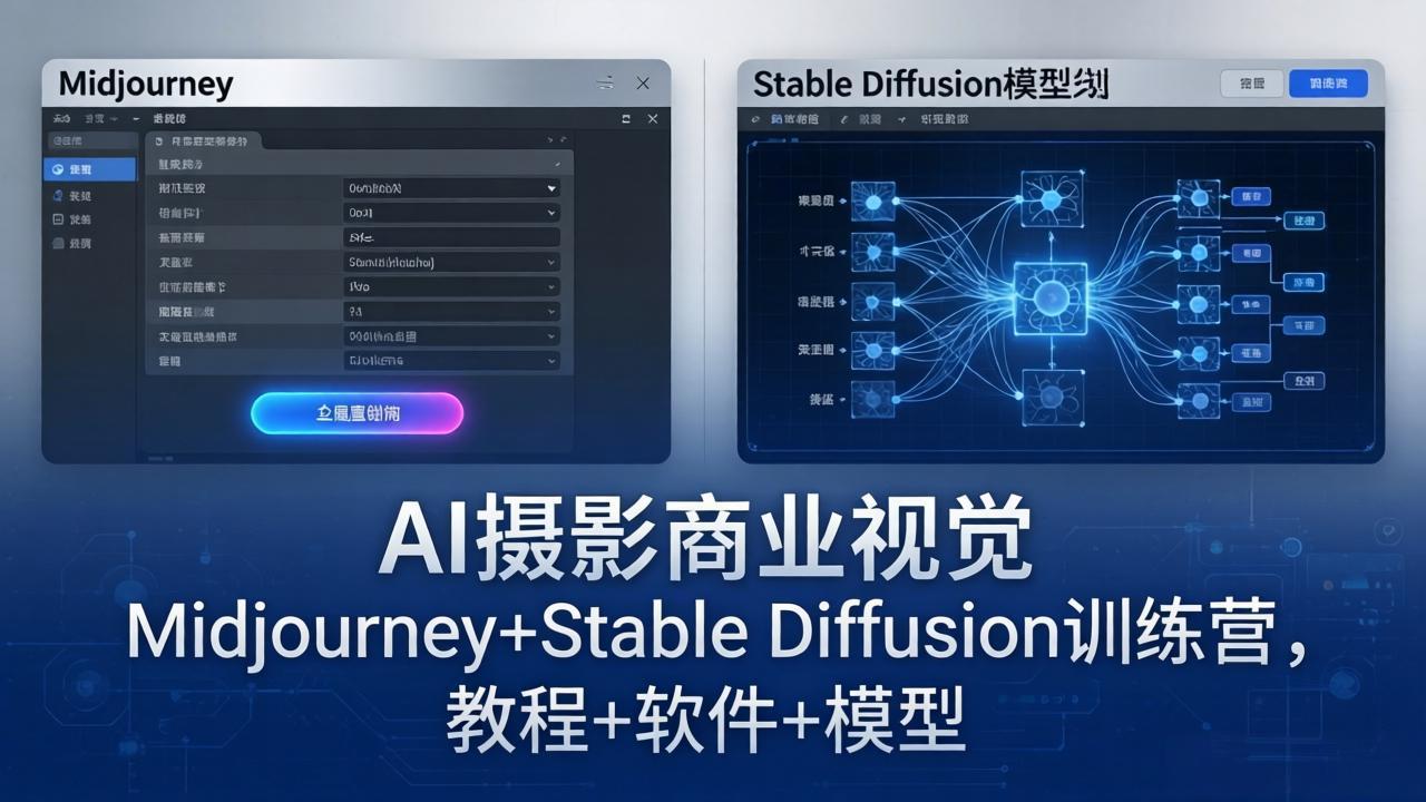 AI摄影商业视觉Midjourney+Stable Diffusion训练营，教程+软件+模型-百川聊项目