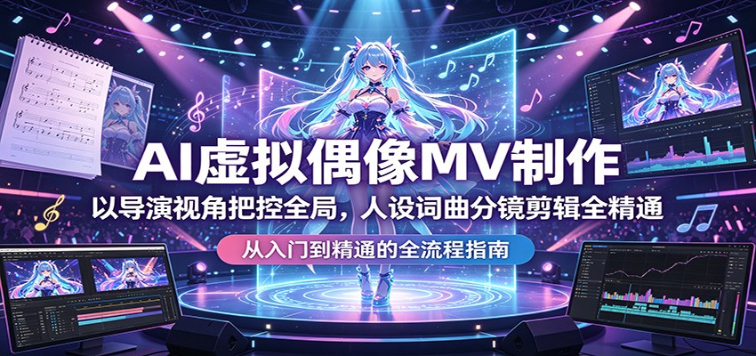 AI虚拟偶像MV制作：以导演视角把控全局，人设词曲分镜剪辑全精通-百川聊项目