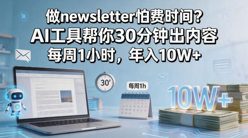 做newsletter怕费时间？AI工具帮你30分钟出内容，每周1小时，年入10W+！【原创双语字幕】-百川聊项目
