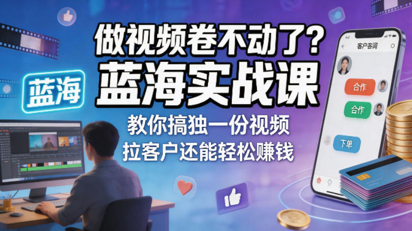 做视频卷不动了？蓝海实战课教你搞独一份视频，拉客户还能轻松賺钱！【原创双语字幕】-百川聊项目