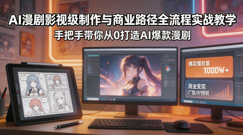 AI漫剧影视级制作与商业路径全流程实战教学，手带你从0打造AI爆款漫剧-百川聊项目