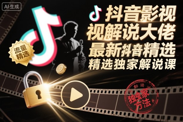 抖音影视解说大佬最新抖音进精选和独家方法，精选独家解说课(更新26年3月)-百川聊项目