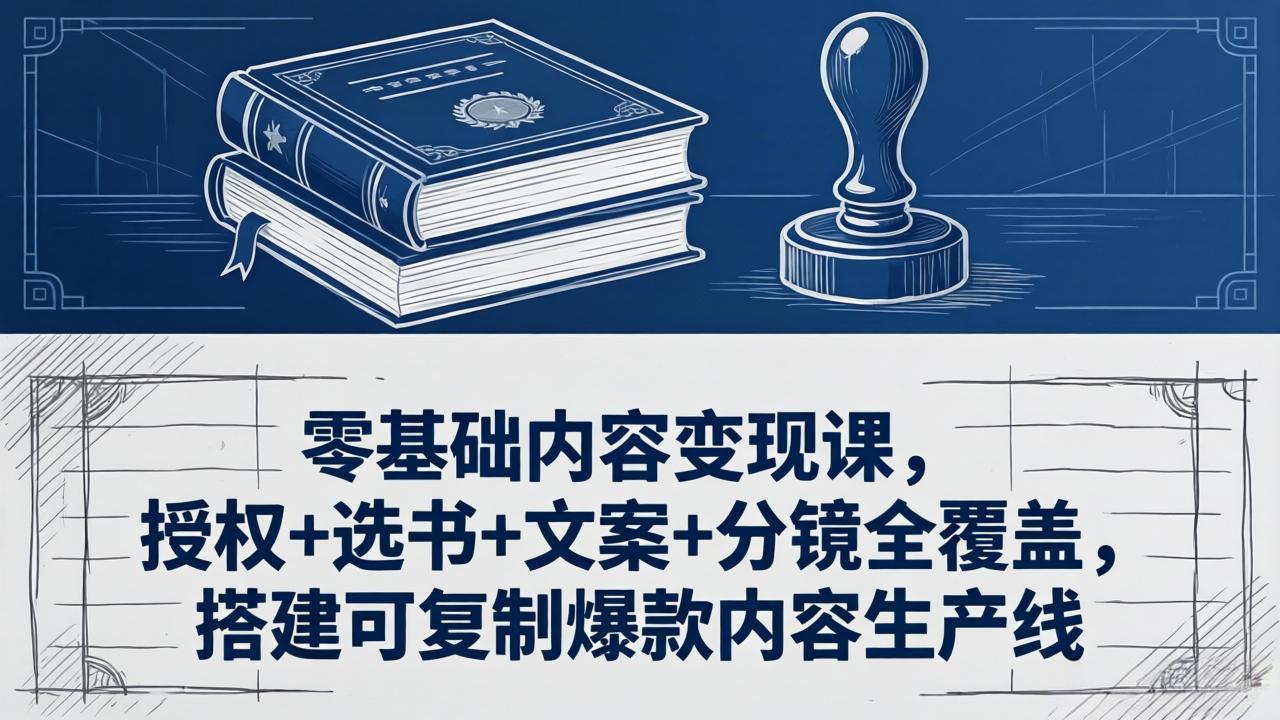 零基础内容变现课，授权+选书+文案+分镜全覆盖，搭建可复制爆款内容生产线-百川聊项目