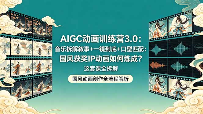 AIGC动画训练营3.0：音乐拆解叙事+一镜到底+口型匹配：国风获奖IP动画如何炼成？这套课全拆解-百川聊项目