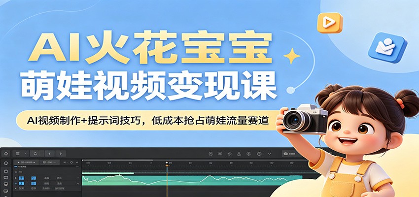 AI火花宝宝萌娃视频变现课：AI视频制作+提示词技巧，低成本抢占萌娃流量赛道-百川聊项目