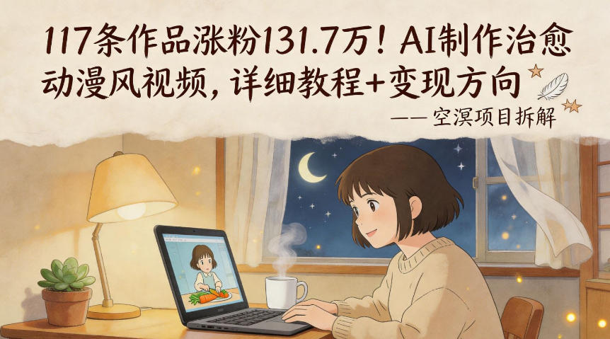 117条作品涨粉131.7W！AI制作治愈动漫风视频，详细教程+变现方向-百川聊项目