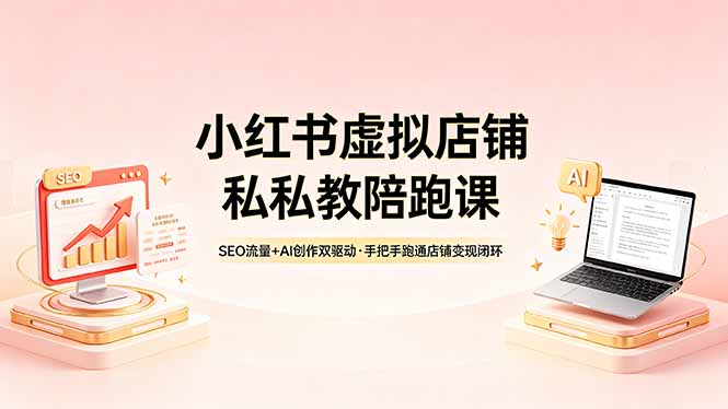 小红书虚拟店铺私教陪跑课，SEO流量+AI创作双驱动，手把手跑通店铺变现闭环-百川聊项目