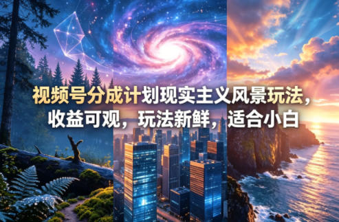 视频号分成计划现实主义风景玩法，收益可观，玩法新鲜，适合小白-百川聊项目