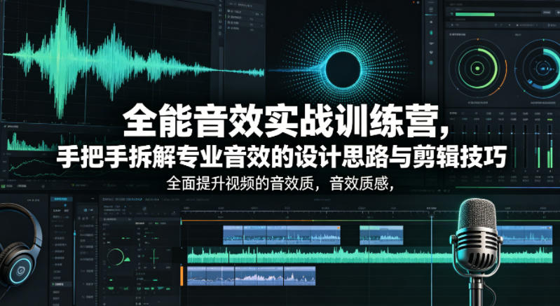 全能音效实战训练营，手把手拆解专业音效的设计思路与剪辑技巧，全面提升视频的音效质感-百川聊项目