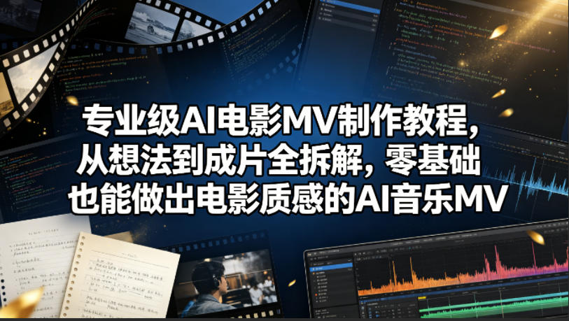 专业级AI电影MV制作教程，从想法到成片全拆解，零基础也能做出电影质感的AI音乐MV-百川聊项目