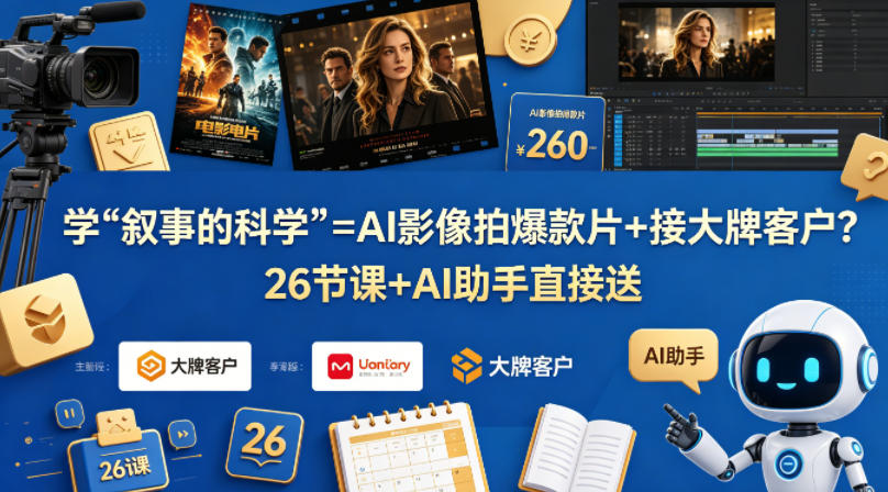 学《叙事的科学》=AI影像拍爆款片+接大牌客户？26节课+AI助手直接送【原创双语字幕】-百川聊项目