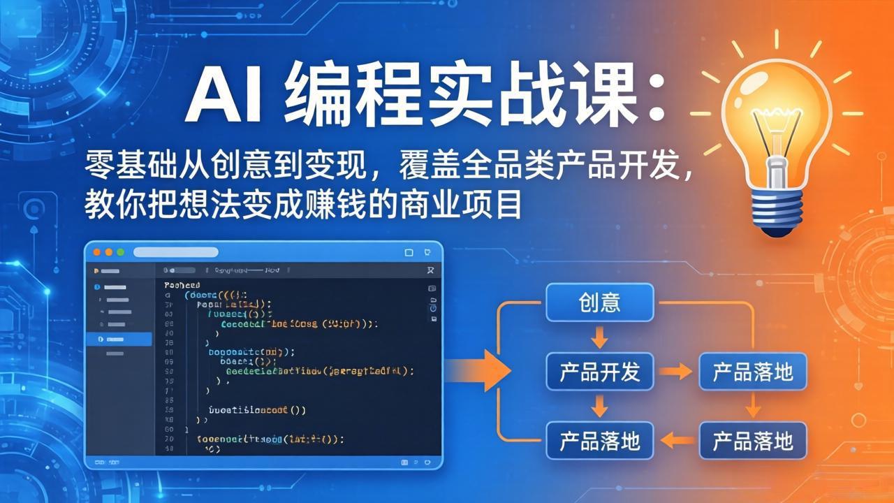 AI编程实战课-第三期-5月3更新：零基础从创意到变现，覆盖全品类产品开发，把想法变成赚钱项目-百川聊项目