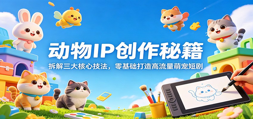 动物IP创作秘籍：拆解三大核心技法，零基础打造高流量萌宠短剧-百川聊项目