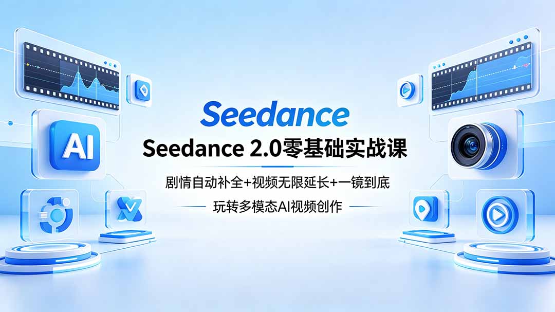 Seedance 2.0零基础实战课：剧情自动补全+视频无限延长+一镜到底：玩转多模态AI视频创作-百川聊项目