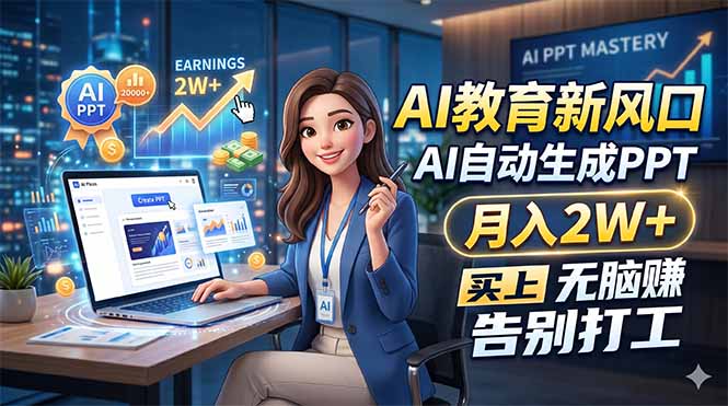 AI教育新风口，AI自动生成PPT，月入2W+，无脑赚，告别打工-百川聊项目