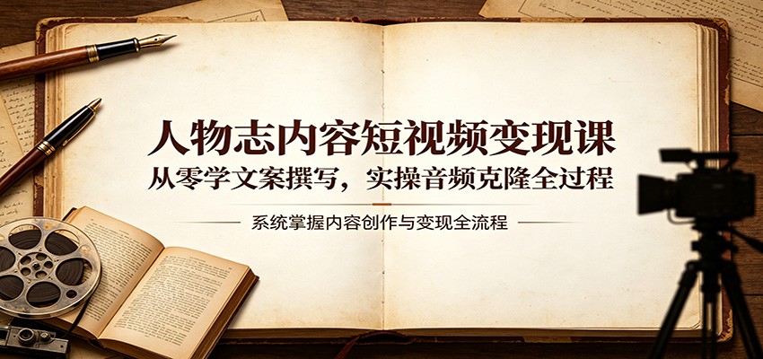 人物志内容短视频变现课：从零学文案撰写，实操音频克隆全过程-百川聊项目
