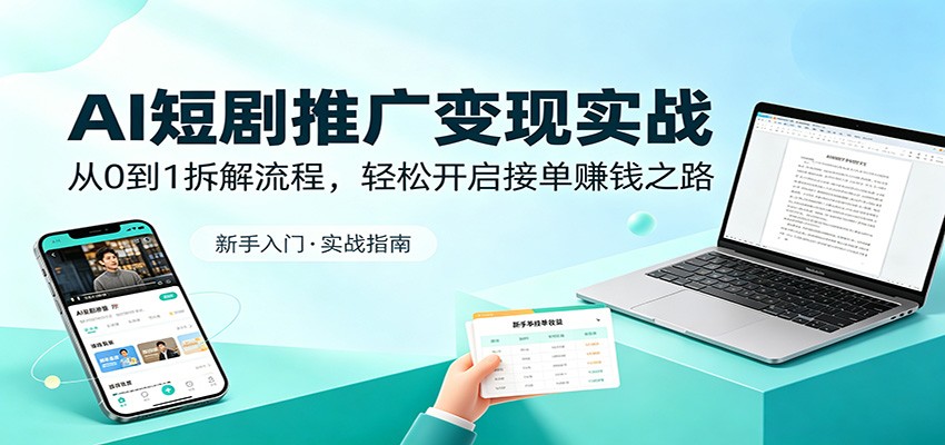 AI短剧推广变现实战：从0到1拆解流程，轻松开启接单赚钱之路-百川聊项目