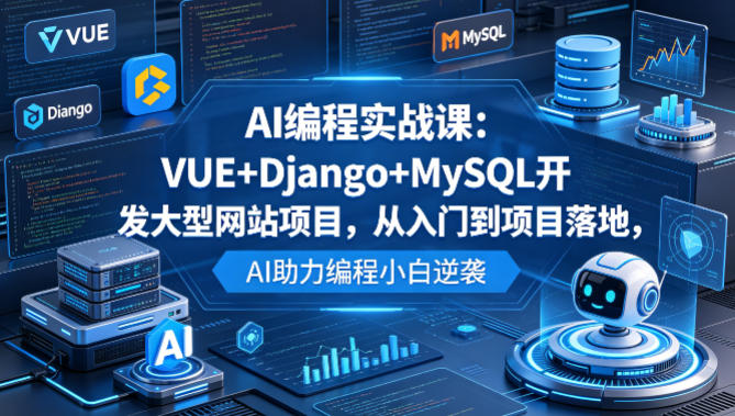 AI编程实战课：VUE+Django+MySQL开发大型网站项目，从入门到项目落地，AI助力编程小白逆袭-百川聊项目
