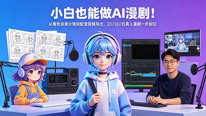 小白也能做AI漫剧！从角色场景分镜到配音剪辑导出，2D/3D/仿真人漫剧一步到位-百川聊项目