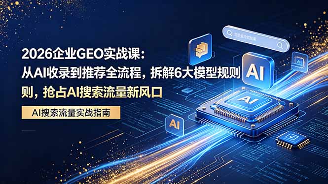 2026 企业GEO实战课：从AI收录到推荐全流程，拆解6大模型规则，抢占 AI 搜索流量新风口-百川聊项目