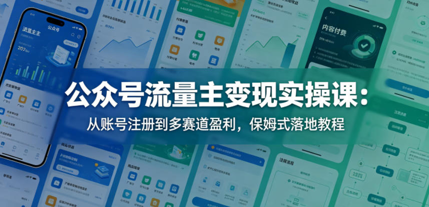 公众号流量主变现实操课：从账号注册到多赛道盈利，保姆式落地教程-百川聊项目