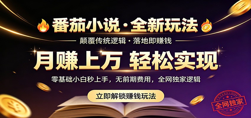 番茄小说5月最新独家玩法，稳定落地实测月入过万！-百川聊项目